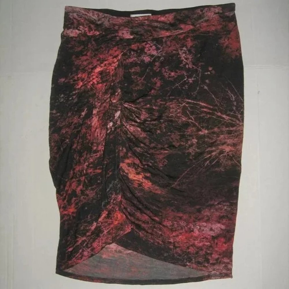 ❤️HELMUT LANG Modal Lined Twist Wool Nylon Skirt Red/Black Sz M $425